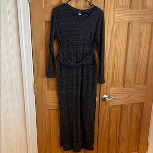 Maternity Old Navy Dark Heather Black Long-Sleeve Maxi Dress